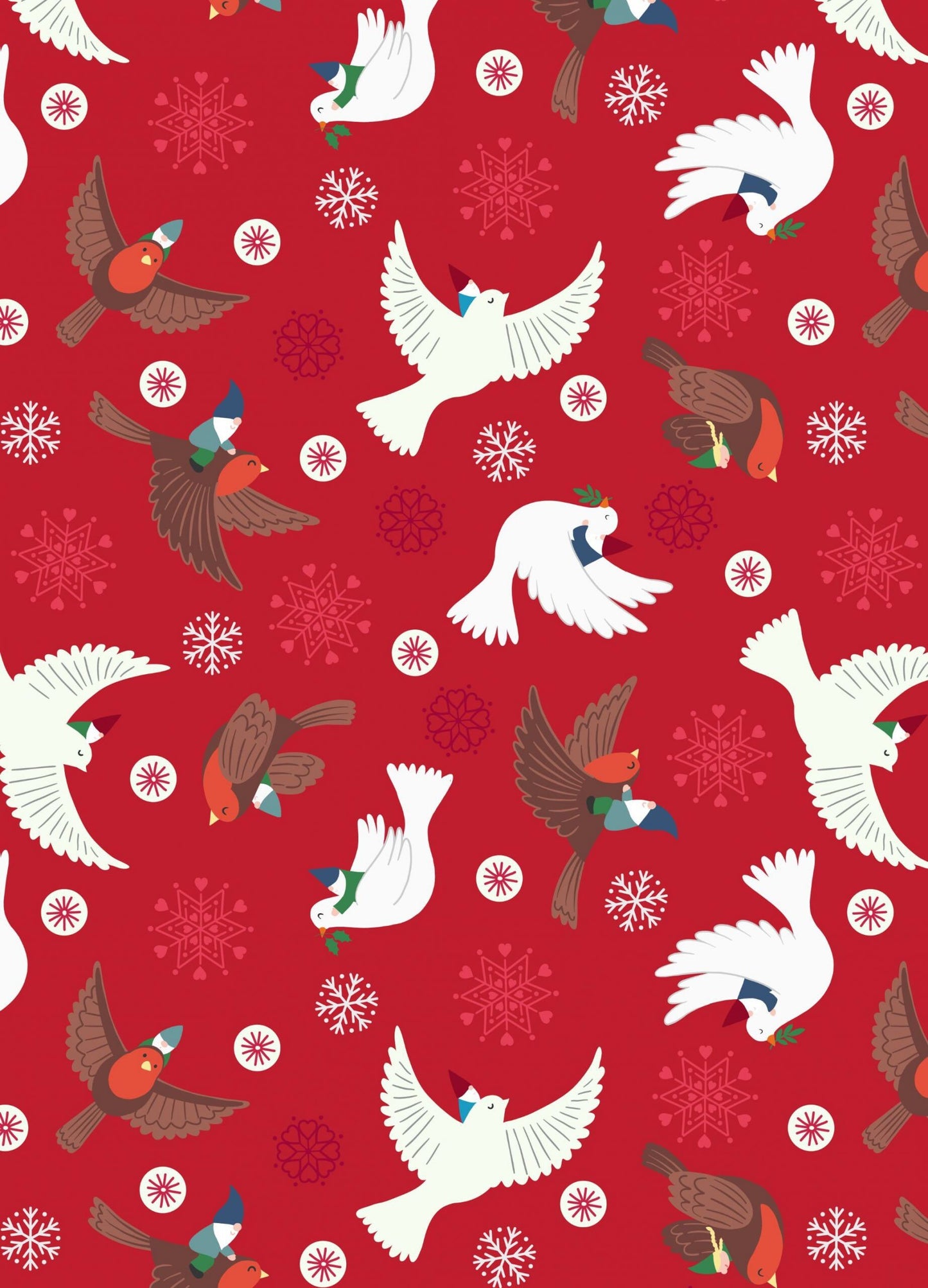 GLOWING FABRICS!! Lewis & Irene Hygge Glow Fabric Collection Glowing Flying Tomte on Red Premium 100% Cotton Quilt Shop Quality Fabrics