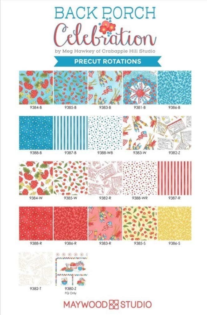 LAST BOLT!! Maywood Studio Back Porch Celebrations Fabric Collection Red Stars on White Premium 100% Cotton Quilt Shop Quality Fabrics