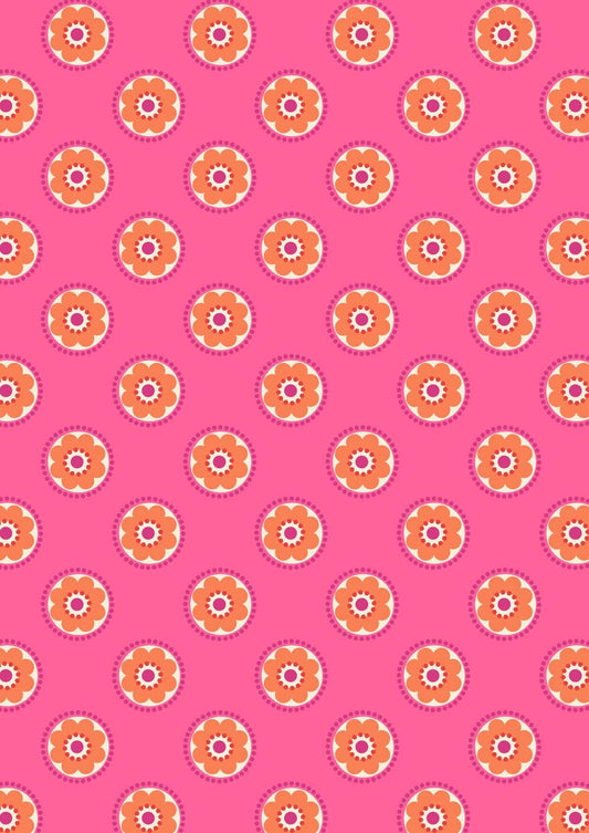 Lewis & Irene Flower Child Fabric Collection Funky Daisies on Pink Premium 100% Cotton Quilt Shop Quality fabrics