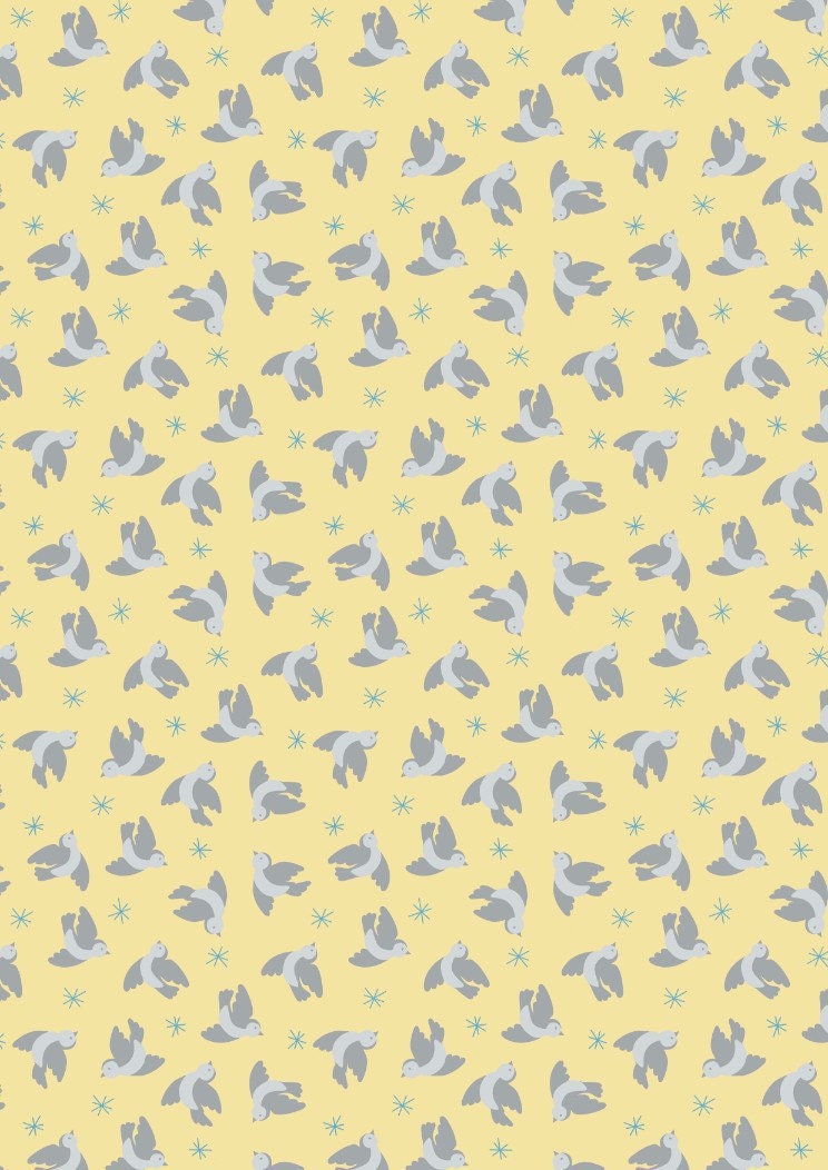 RETIRED! Lewis & Irene Oh Darling! Fabric Collection Flying Bluebirds on Lemon Premium 100% Cotton Quilt Shop Quality Fabrics