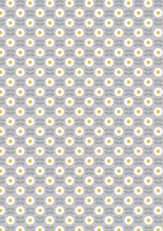 RETIRED! Lewis & Irene Love Me Love Me Not Fabric Collection Retro Daisies on Mid Grey Premium 100% Cotton Quilt Shop Quality Fabrics