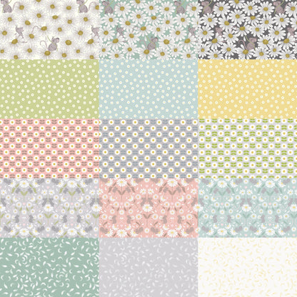 RETIRED! Lewis & Irene Love Me Love Me Not Fabric Collection Retro Daisies on Mid Grey Premium 100% Cotton Quilt Shop Quality Fabrics