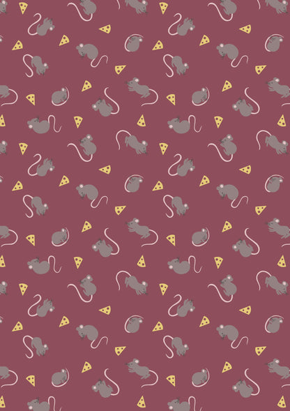 LAST BOLT! Lewis & Irene Small Things Country Creatures Fabric Collection Mice on Claret Premium 100% Cotton Quilt Shop Quality Fabrics