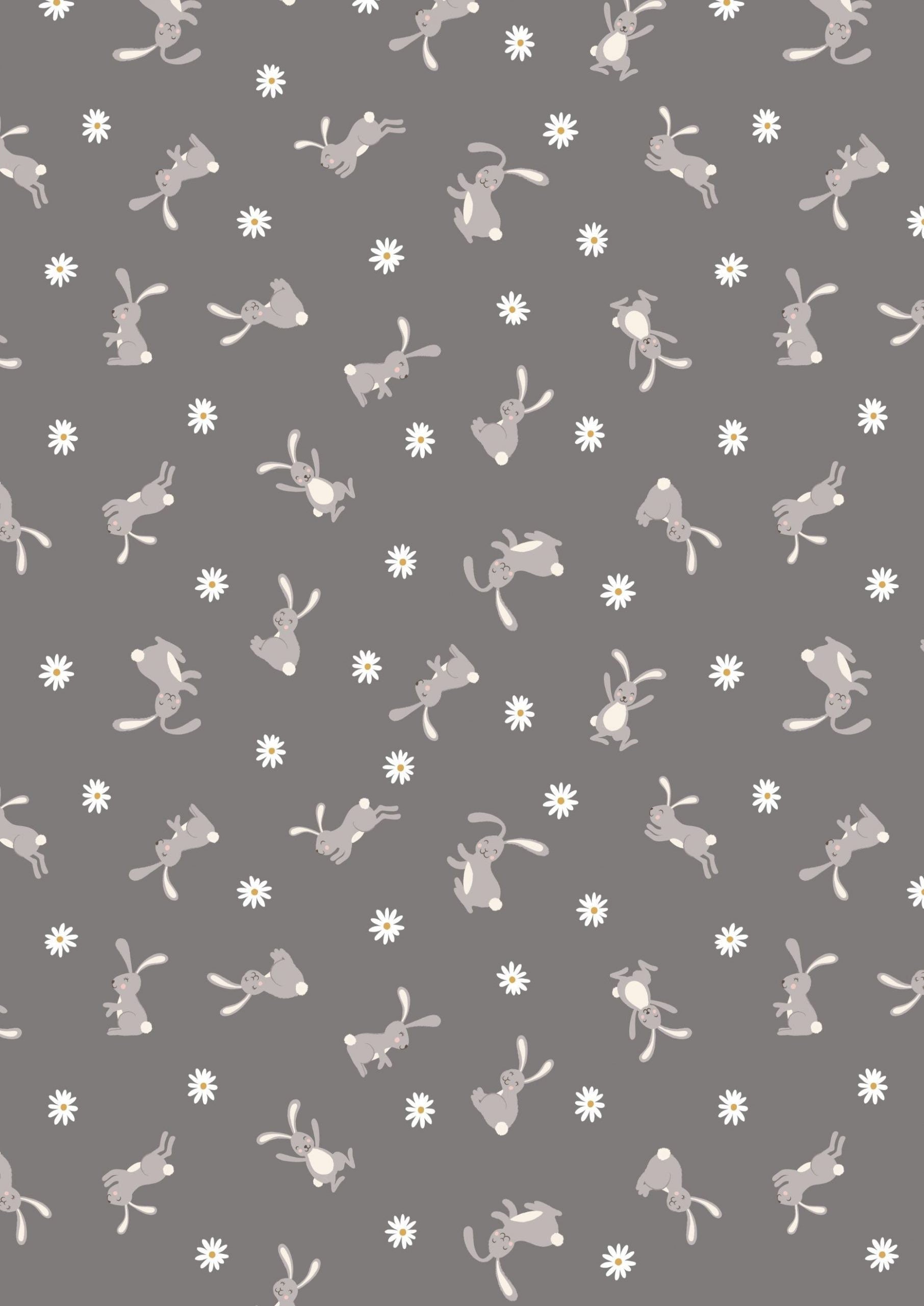 Lewis & Irene Bunny Hop Fabric Collection Bunny on Charcoal Premium 100% Cotton Quilt Shop Quality Fabrics