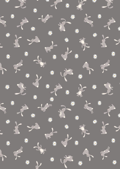 Lewis & Irene Bunny Hop Fabric Collection Bunny on Charcoal Premium 100% Cotton Quilt Shop Quality Fabrics