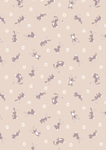 Lewis & Irene Bunny Hop Fabric Collection Bunny on Dark Cream Premium 100% Cotton Quilt Shop Quality Fabrics