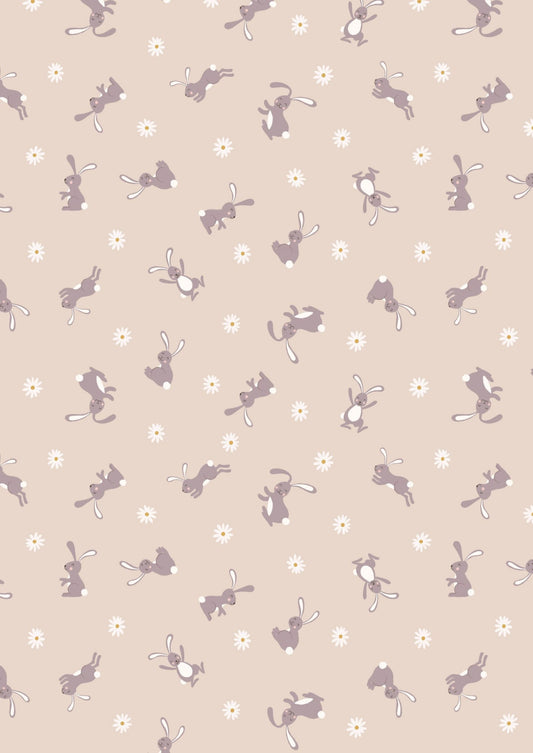 Lewis & Irene Bunny Hop Fabric Collection Bunny on Dark Cream Premium 100% Cotton Quilt Shop Quality Fabrics