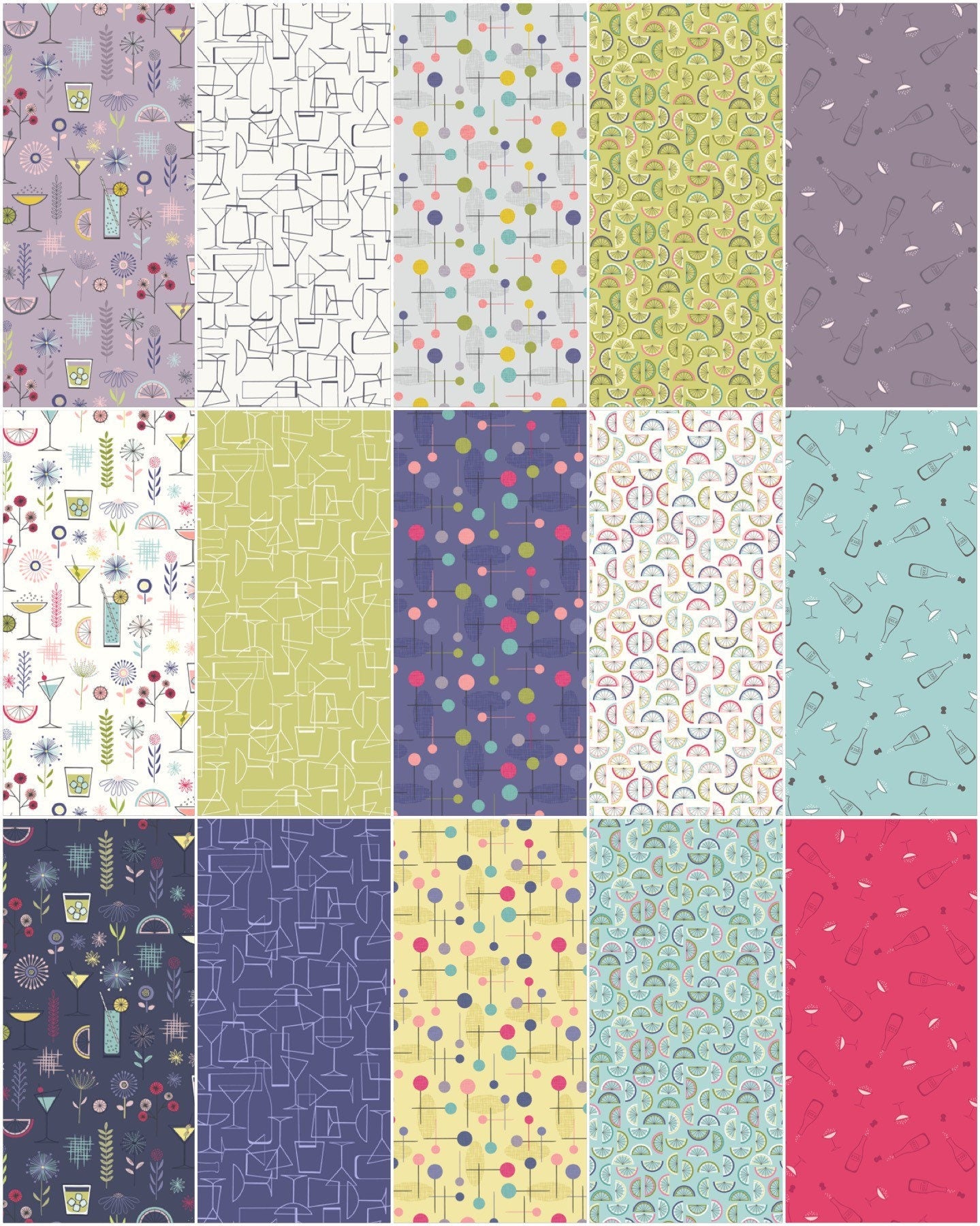 LAST BOLT! Lewis & Irene Cocktail Fabric Collection Fizz on Lilac Grey Premium 100% Cotton Quilt Shop Quality Fabrics