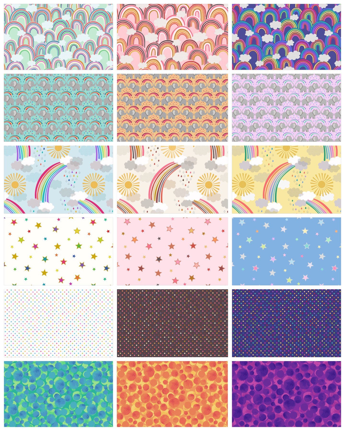 Lewis & Irene Rainbows Fabric Collection Elephants on Blue Premium 100% Cotton Quilt Shop Quality Fabrics