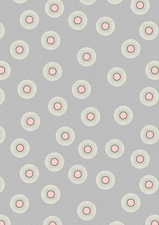 Lewis & Irene Forme Fabric Collection Grey Flower Dots QSQ100% Cotton