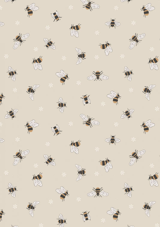 LAST BOLT! Lewis & Irene Queen Bee Fabric Collection Busy Bees on Dark Cream Premium 100% Cotton Quilt Shop Quality Fabrics