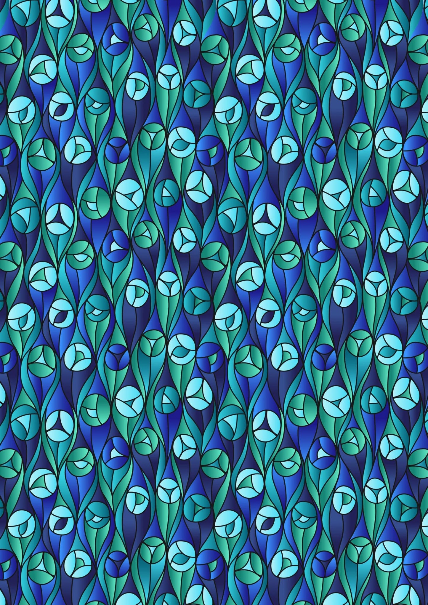 Lewis & Irene Reflections Fabric Collection Buds on Greens and Blues Premium 100% Cotton Quilt Shop Quality Fabrics