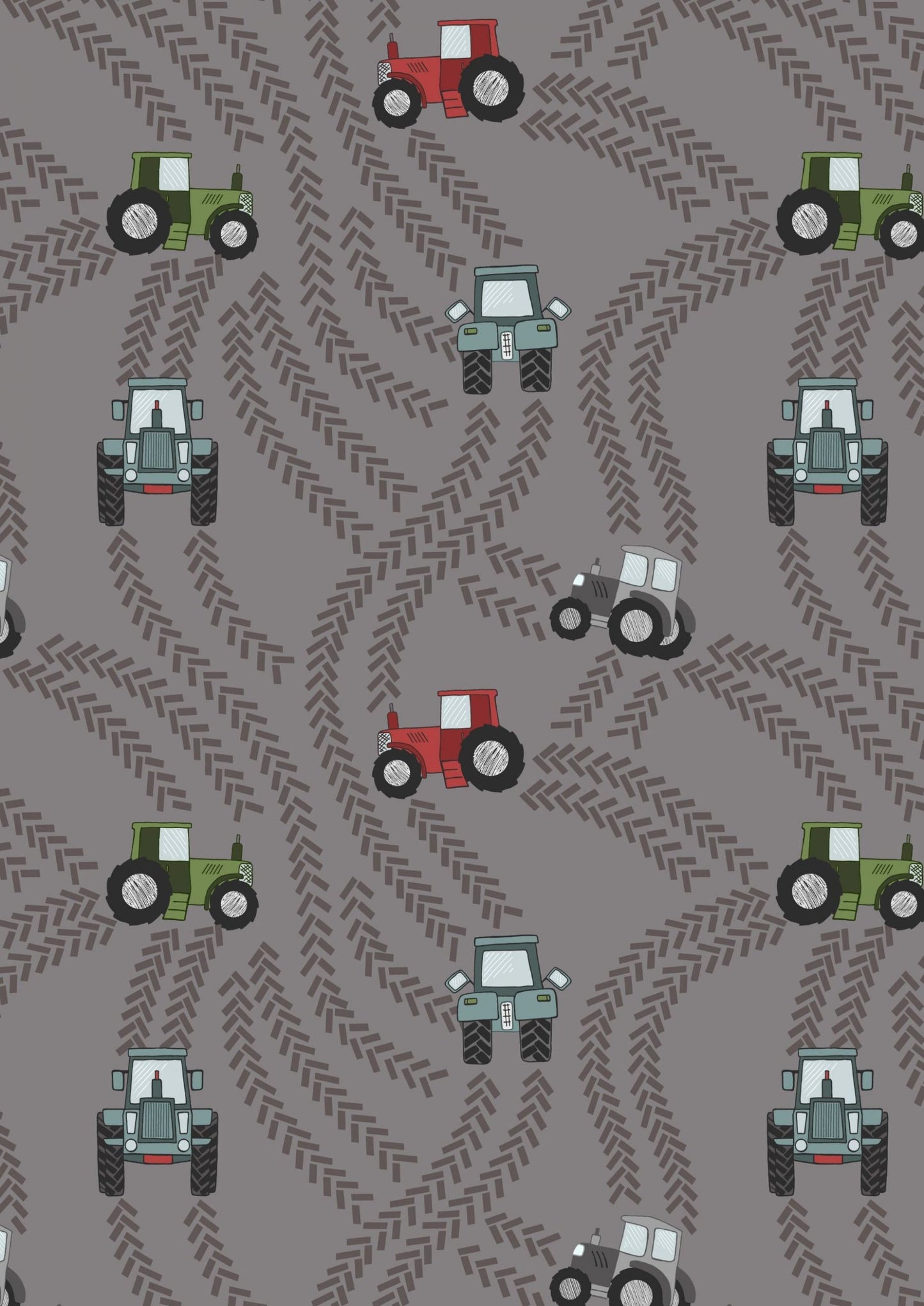 LAST BOLT!! Lewis & Irene Piggy Tails Fabric Collection Tractor Trails on Muddy Grey Premium 100% Cotton Quilt Shop Quality Fabrics