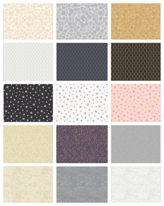 LAST RESTOCK! Lewis & Irene Marvelous Metallics Fabric Collection 15 Yard Bundle (No Repeats) Premium 100% Cotton Quilt Shop Quality Fabrics