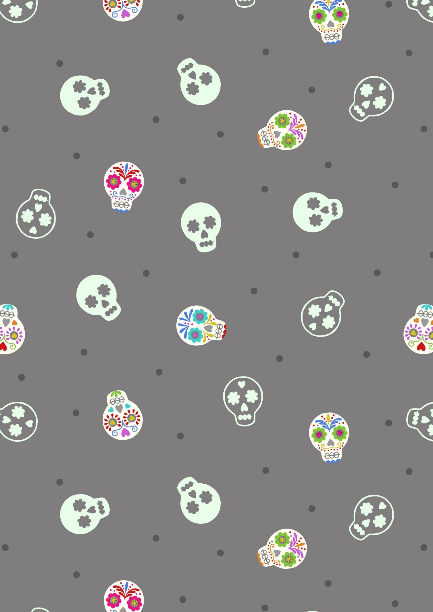 GLOWING FABRICS!! Lewis & Irene Small Things Glow Fabric Collection Glowing Sugar Skulls on Grey Premium 100% Cotton Fabrics