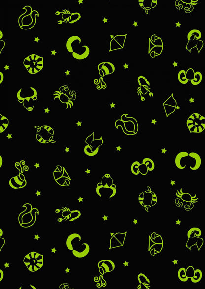 GLOWING FABRICS!! Lewis & Irene Small Things Glow Fabric Collection Glowing Star Signs on Light Clay Premium 100% Cotton Fabrics