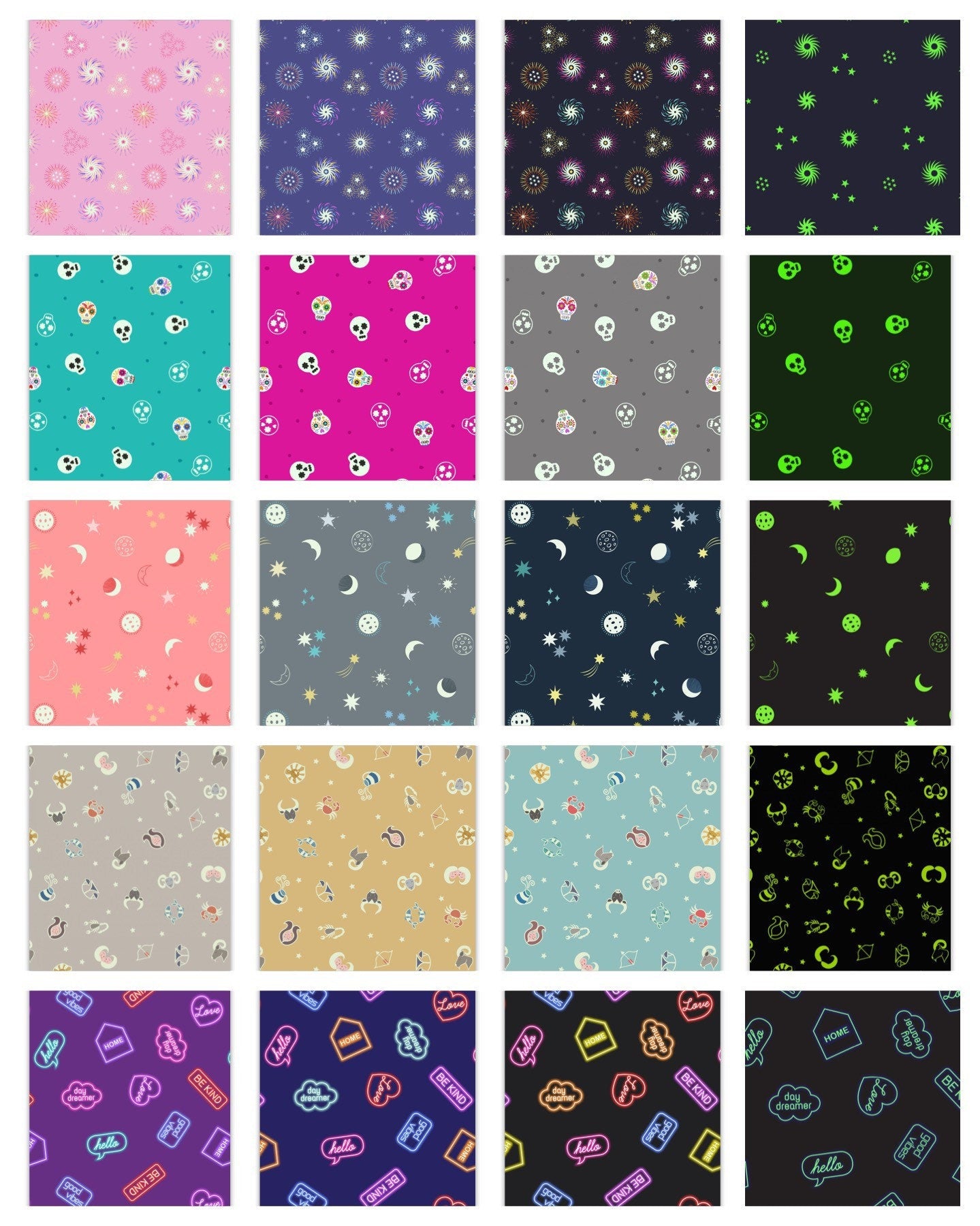 GLOWING FABRICS!! Lewis & Irene Small Things Glow Fabric Collection 7.5YD Bundle (No Repeats) Premium 100% Cotton Fabrics