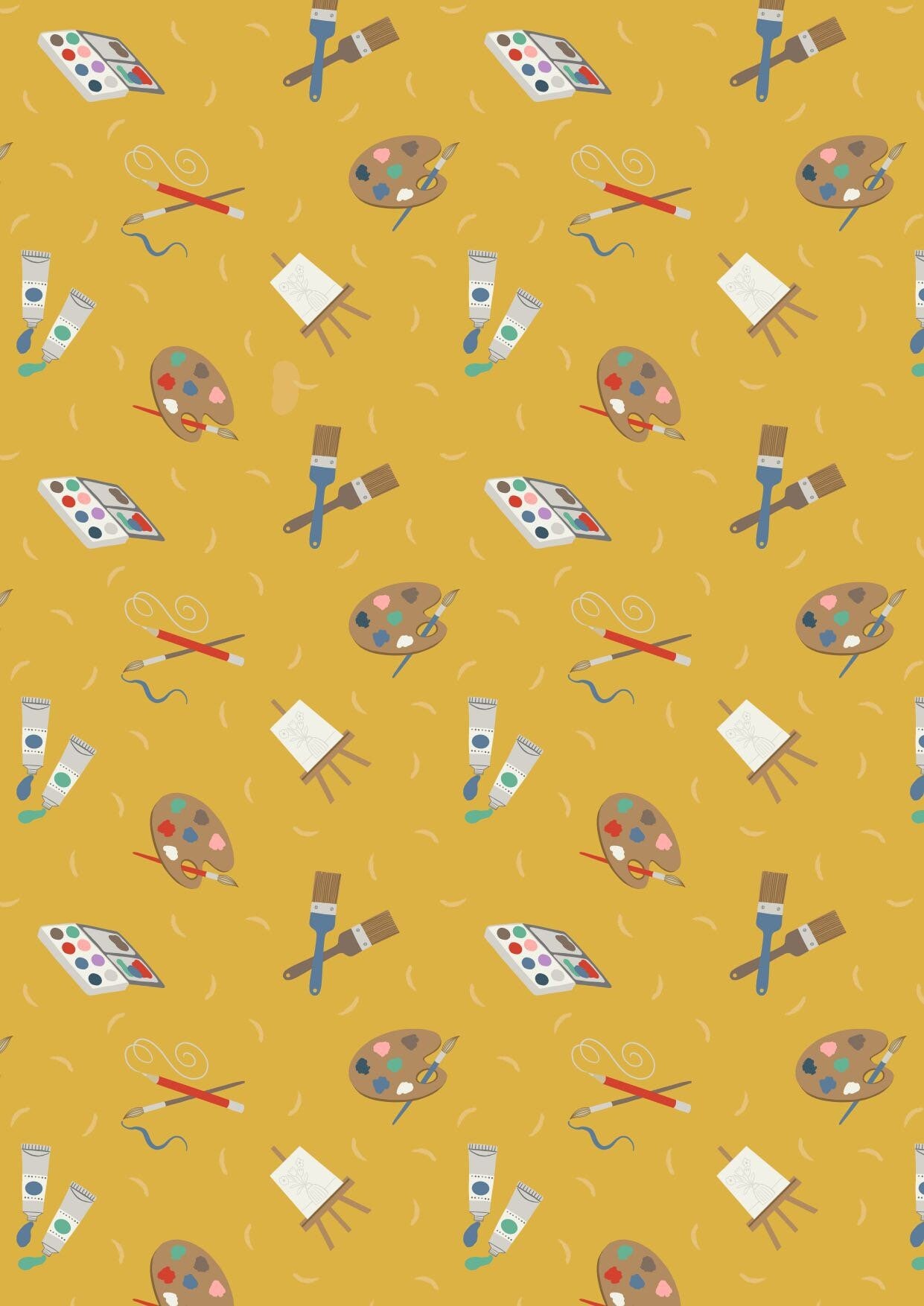 LAST BOLT! Lewis & Irene Small Things Crafts Fabric Collection Painting on Yellow Premium 100% Cotton Quilt Shop Quality Fabrics