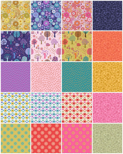 Lewis & Irene Flower Child Fabric Collection Fab Floral Circles on Yellow Premium 100% Cotton Quilt Shop Quality Fabrics