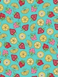 RETIRED! Maywood Studio Kimberbell Lil Sprout Flannel Fabric Collection Fruit on Turquoise QSQ100% Cotton Flannel