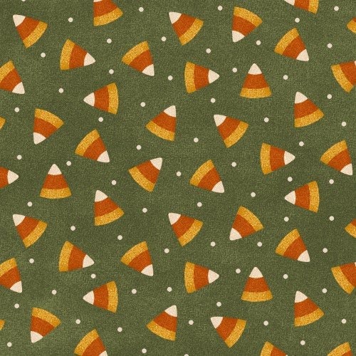 Maywood Studio Happy Jacks & Friends Flannel Fabric Collection Candy Corn on Green QSQ100% Cotton Flannel