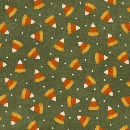 Maywood Studio Happy Jacks & Friends Flannel Fabric Collection Candy Corn on Green QSQ100% Cotton Flannel