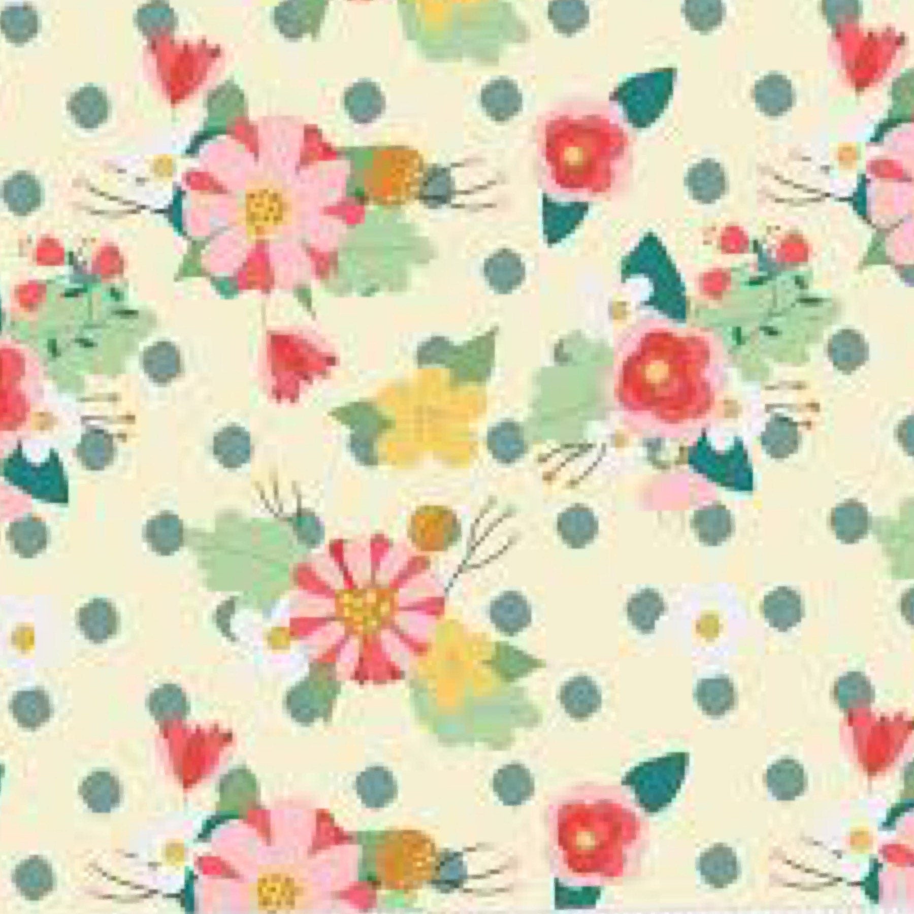 LAST BOLT! Riley Blake Strawberry Jam Fabric Collection Flowers & Dots on Cream Premium 100% Cotton Quilt Shop Quality Fabrics