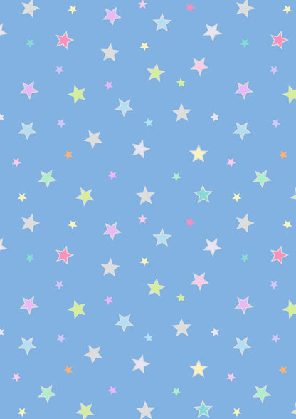 LAST BOLT! Lewis & Irene Rainbows Fabric Collection Silver Metallic Calming Stars on Blue Premium 100% Cotton Quilt Shop Quality Fabrics