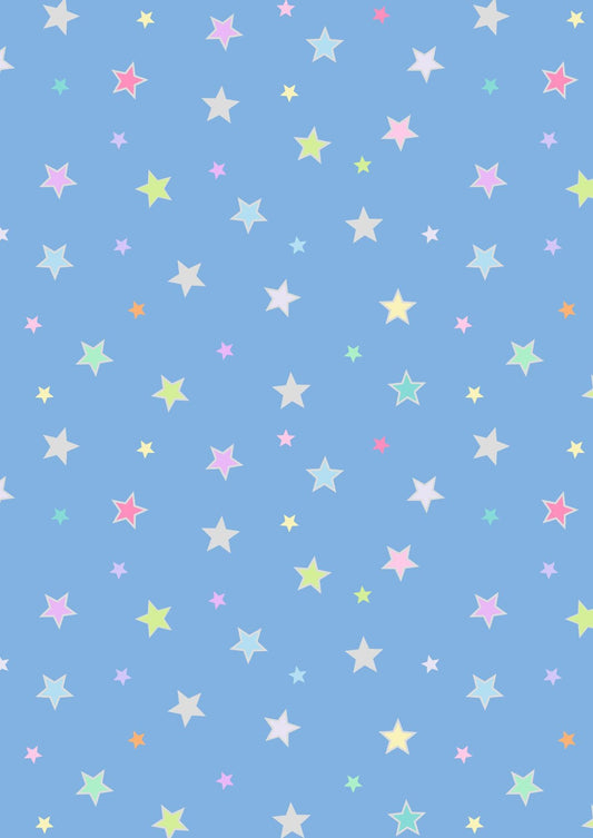 LAST BOLT! Lewis & Irene Rainbows Fabric Collection Silver Metallic Calming Stars on Blue Premium 100% Cotton Quilt Shop Quality Fabrics