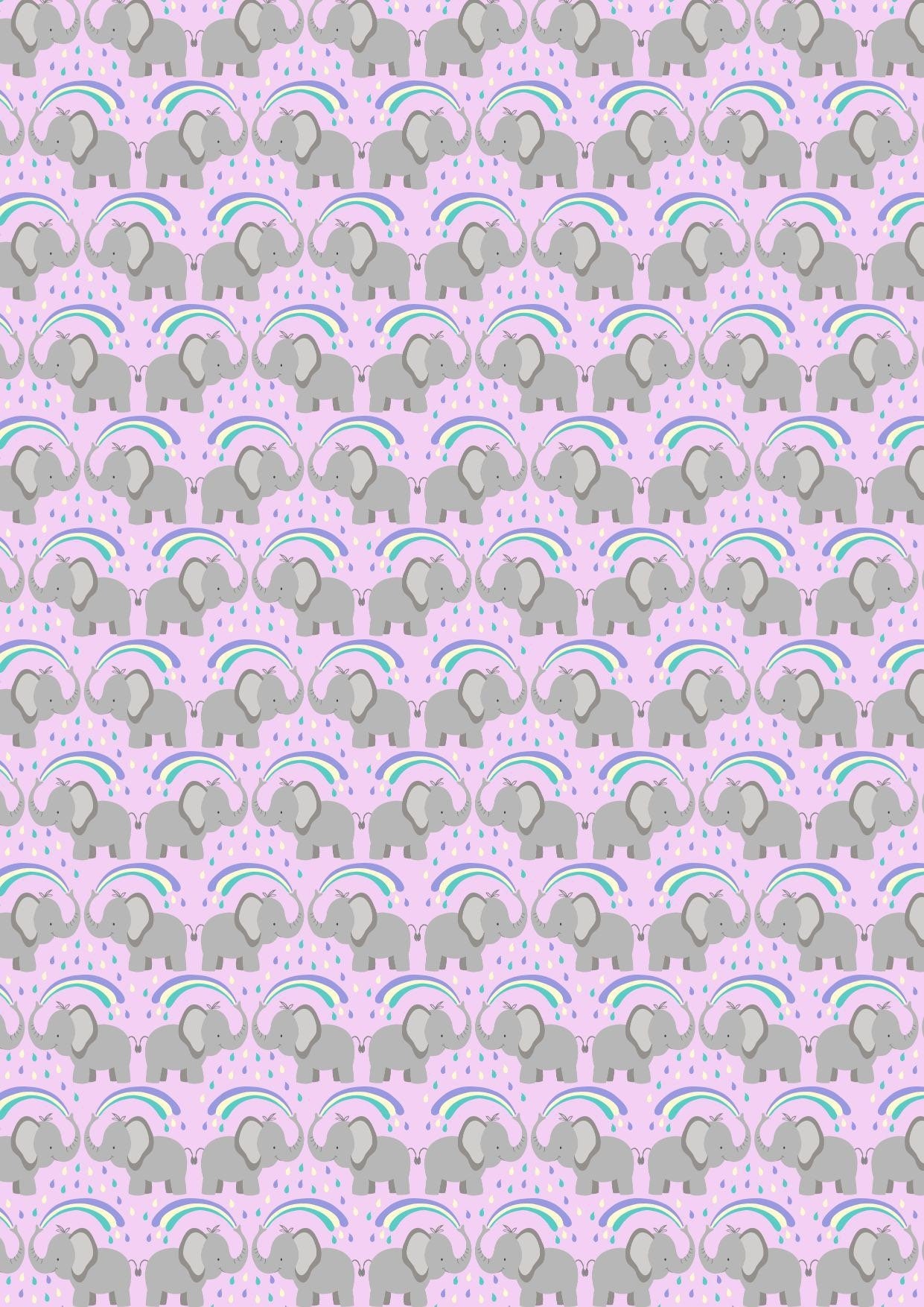 Lewis & Irene Rainbows Fabric Collection Elephants on Light Lilac Premium 100% Cotton Quilt Shop Quality Fabrics