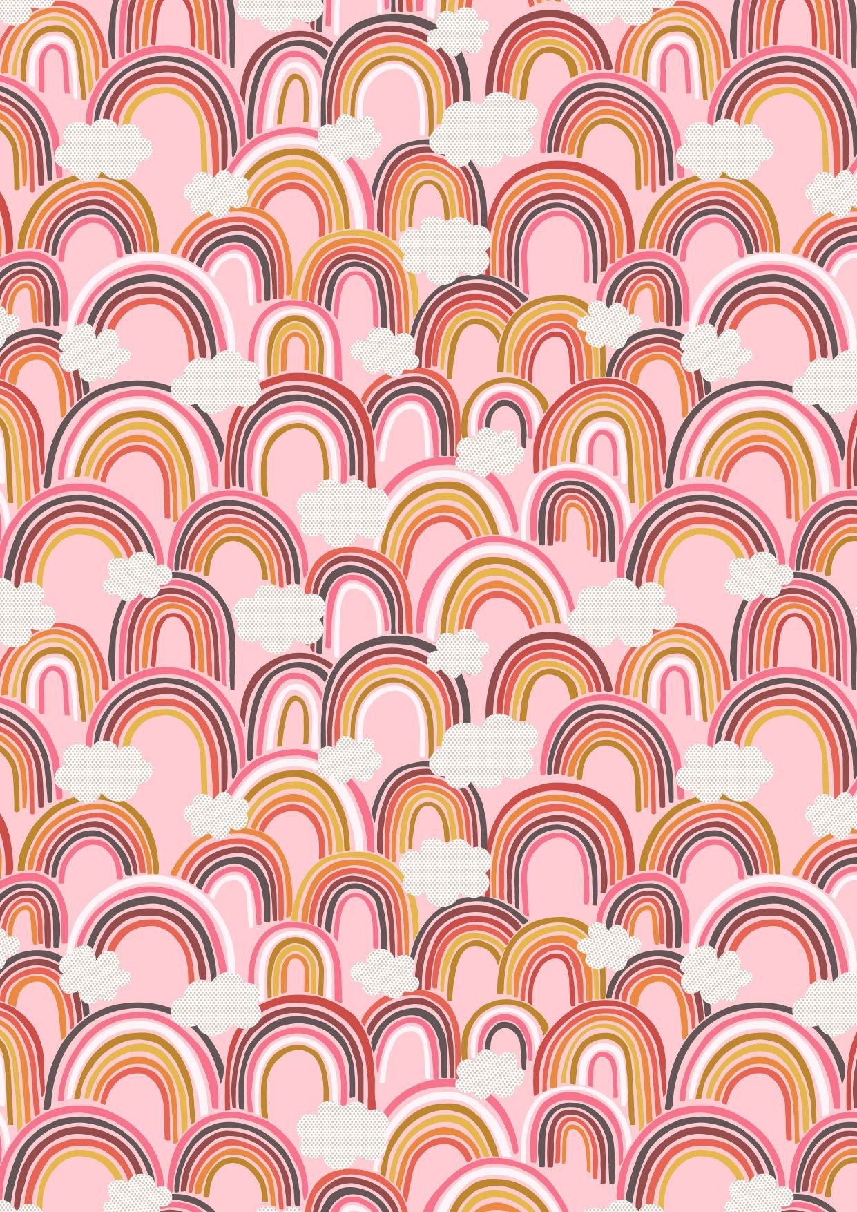 LAST BOLT! Lewis & Irene Rainbows Fabric Collection All Over Rainbows on Pink Premium 100% Cotton Quilt Shop Quality Fabrics