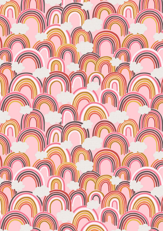 LAST BOLT! Lewis & Irene Rainbows Fabric Collection All Over Rainbows on Pink Premium 100% Cotton Quilt Shop Quality Fabrics