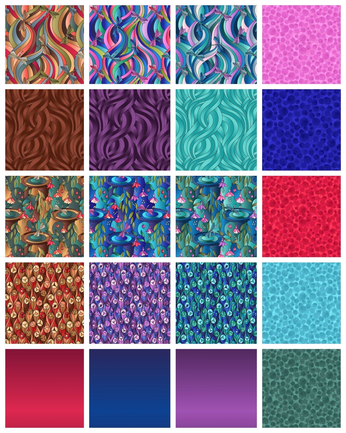 Lewis & Irene Reflections Fabric Collection Buds on Purples and Blues Premium 100% Cotton Quilt Shop Quality Fabrics