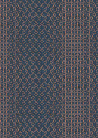 Lewis & Irene Marvelous Metallics Fabric Collection Metallic Copper Geometric on Navy Premium 100% Cotton Quilt Shop Quality Fabrics