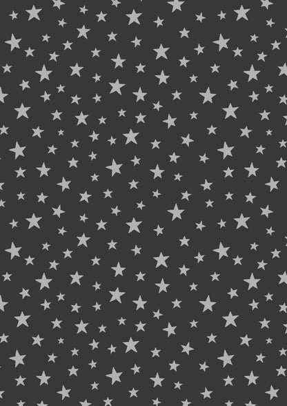 Lewis & Irene Marvelous Metallics Fabric Collection Metallic Silver Stars on Black Premium 100% Cotton Quilt Shop Quality Fabrics