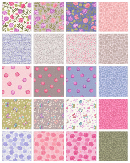 Lewis & Irene’s Love Blooms Fabric Collection Petals on Natural Premium 100% Cotton Quilt Shop Quality Fabrics