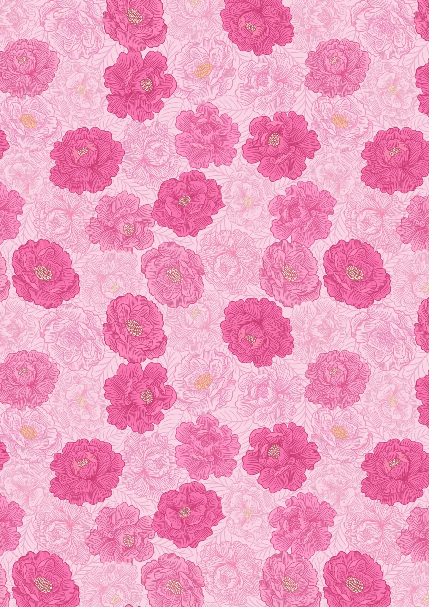 Lewis & Irene’s Love Blooms Fabric Collection Peony Blooms on Bright Pink Premium 100% Cotton Quilt Shop Quality Fabrics