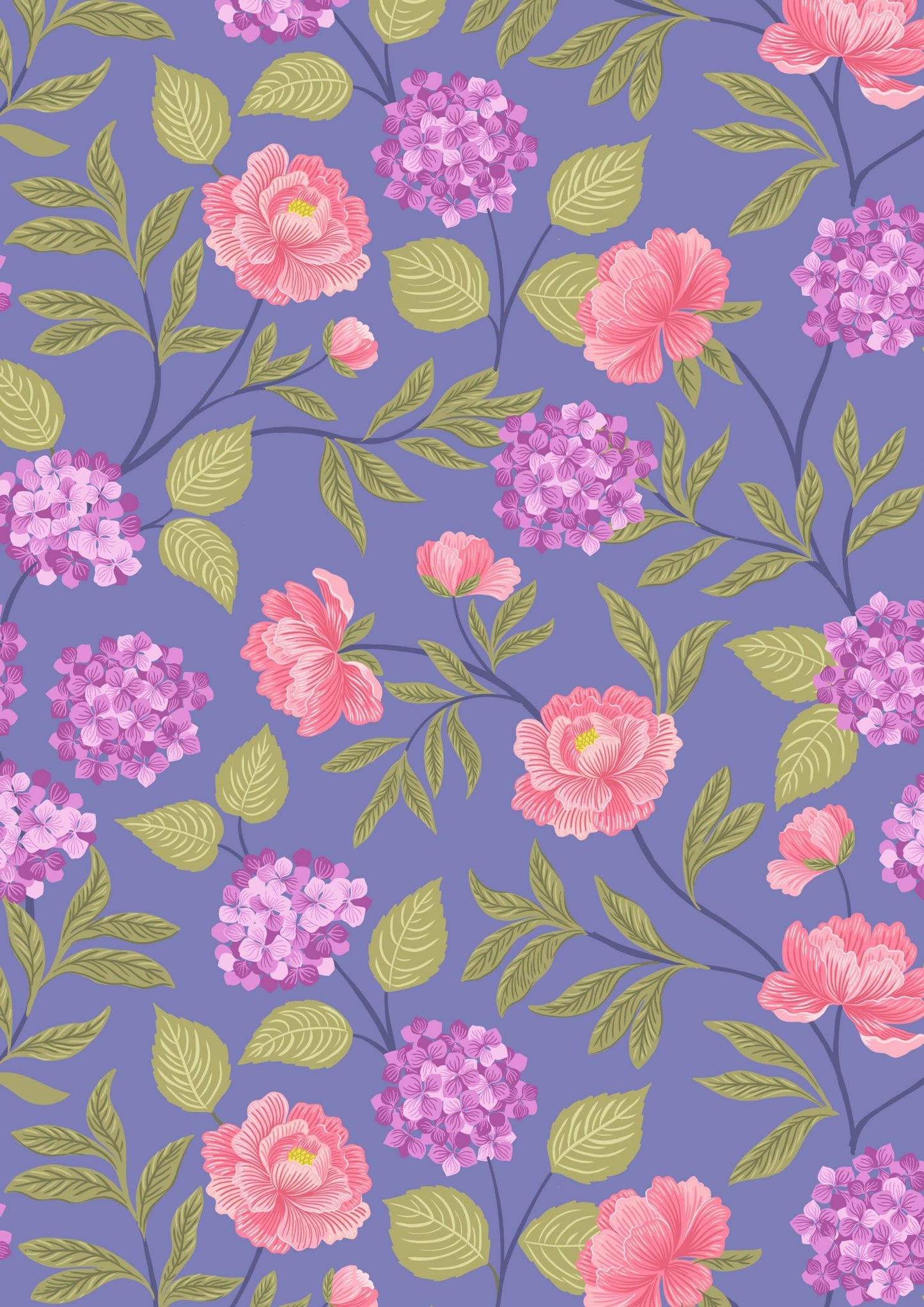 Lewis & Irene’s Love Blooms Fabric Collection Peony and Hydrangea on Floral Blue Premium 100% Cotton Quilt Shop Quality Fabrics