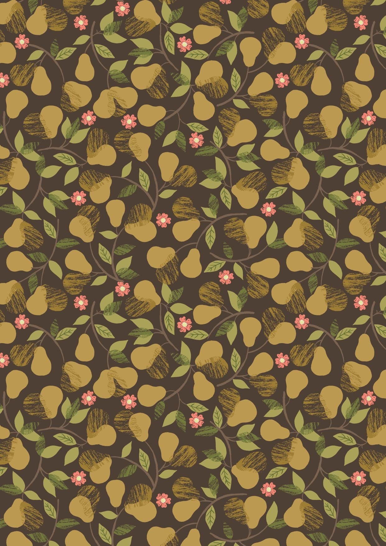 Lewis & Irene The Orchard Fabric Collection Pears on Dark Premium 100% Cotton Quilt Shop Quality Fabrics