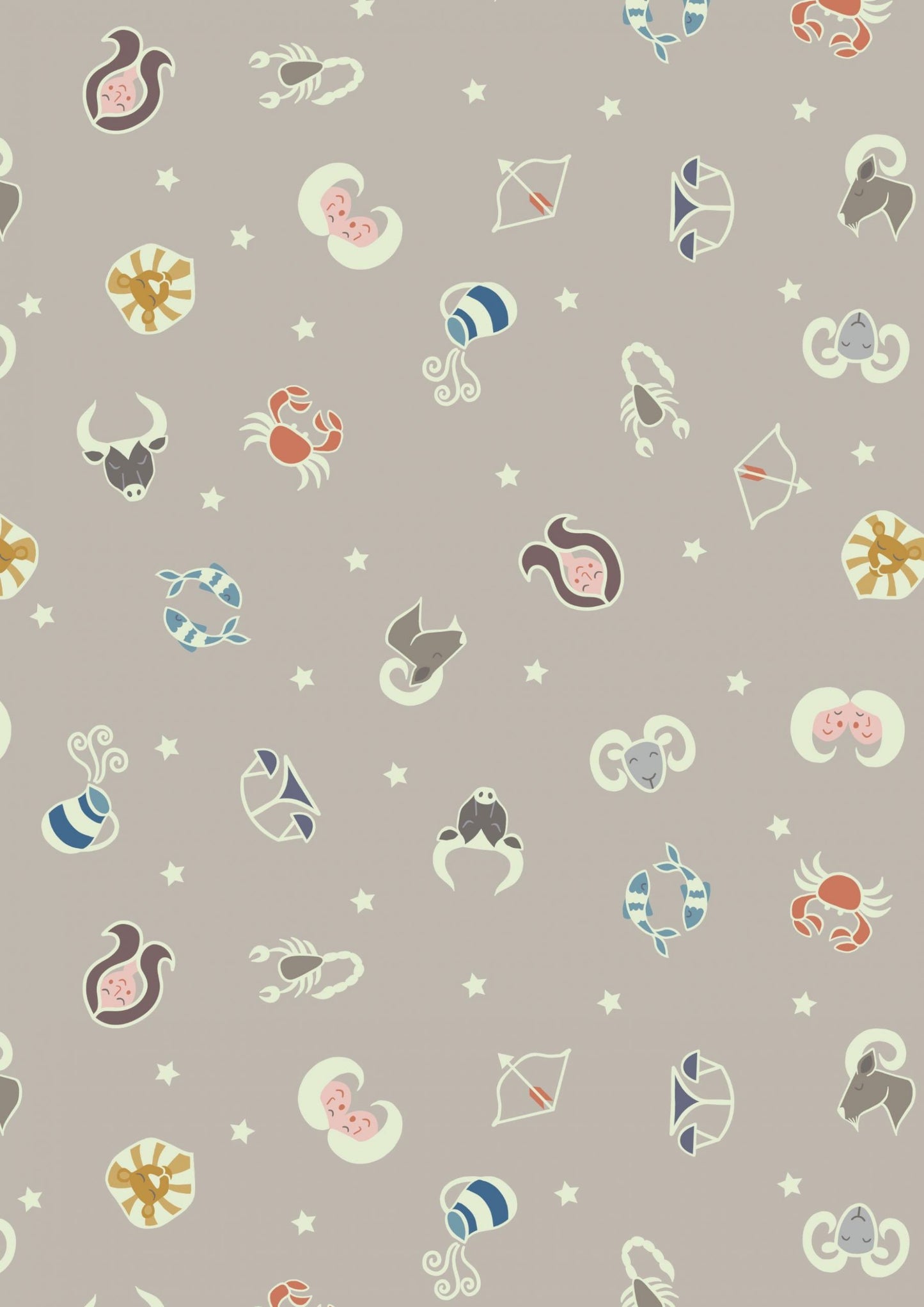 GLOWING FABRICS!! Lewis & Irene Small Things Glow Fabric Collection Glowing Star Signs on Light Clay Premium 100% Cotton Fabrics