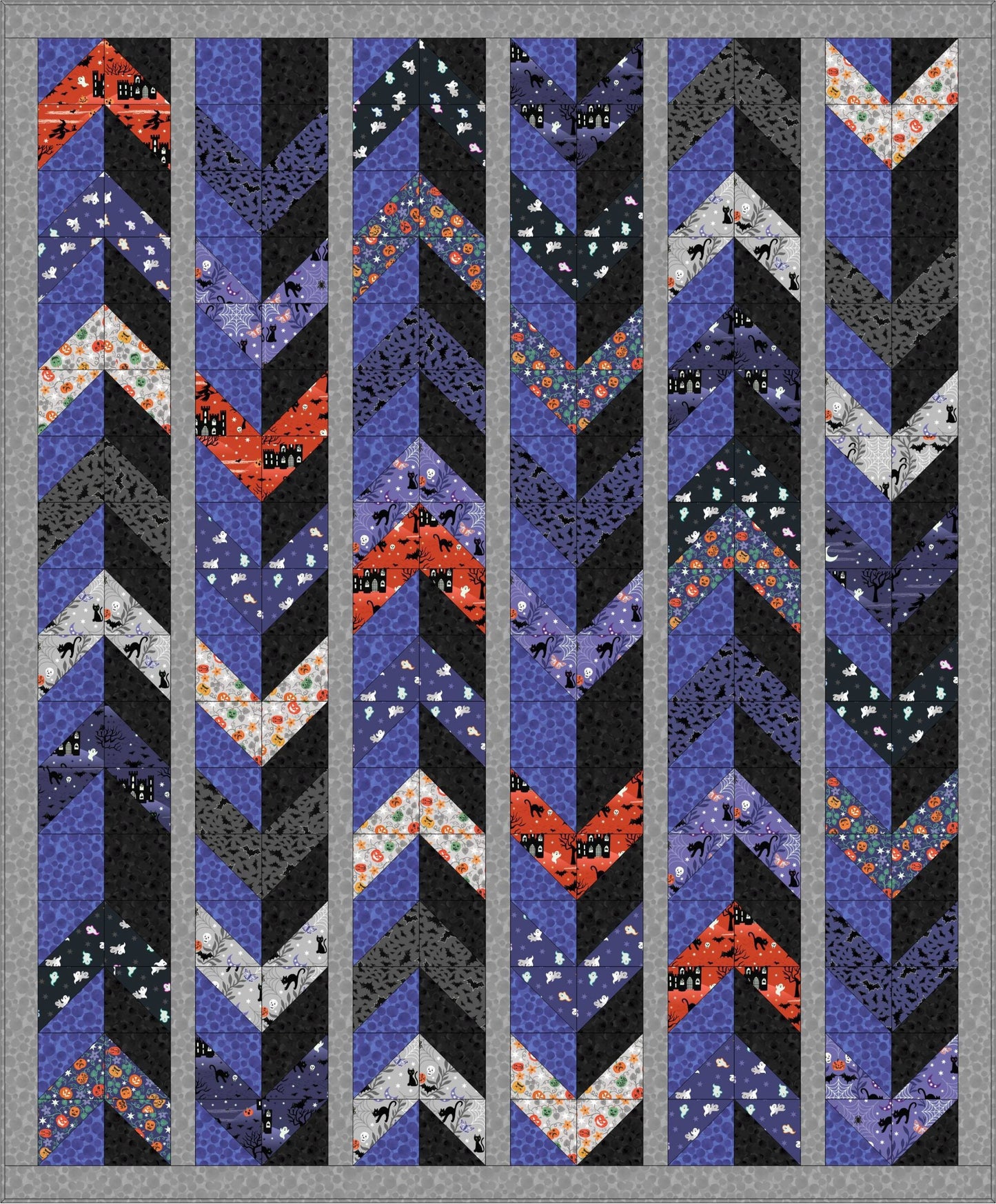 GLOWING FABRICS!! Lewis & Irene Castle Spooky Fabric Collection Quilt Kit #1 Finished Size: 60"x72" Premium 100% Cotton Fabrics