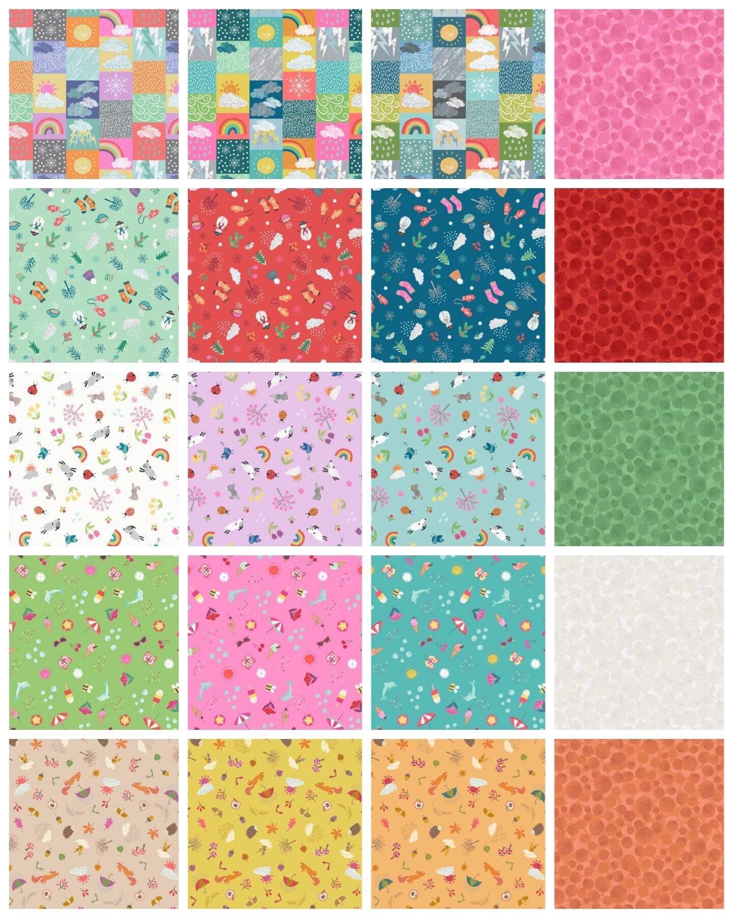 Lewis & Irene Whatever The Weather Fabric Collection Summer on Zingy Green Premium 100% Cotton Quilt Shop Quality Fabrics