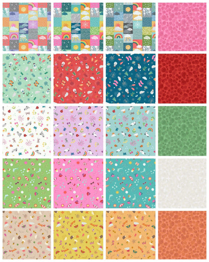 Lewis & Irene Whatever The Weather Fabric Collection Summer on Zingy Green Premium 100% Cotton Quilt Shop Quality Fabrics