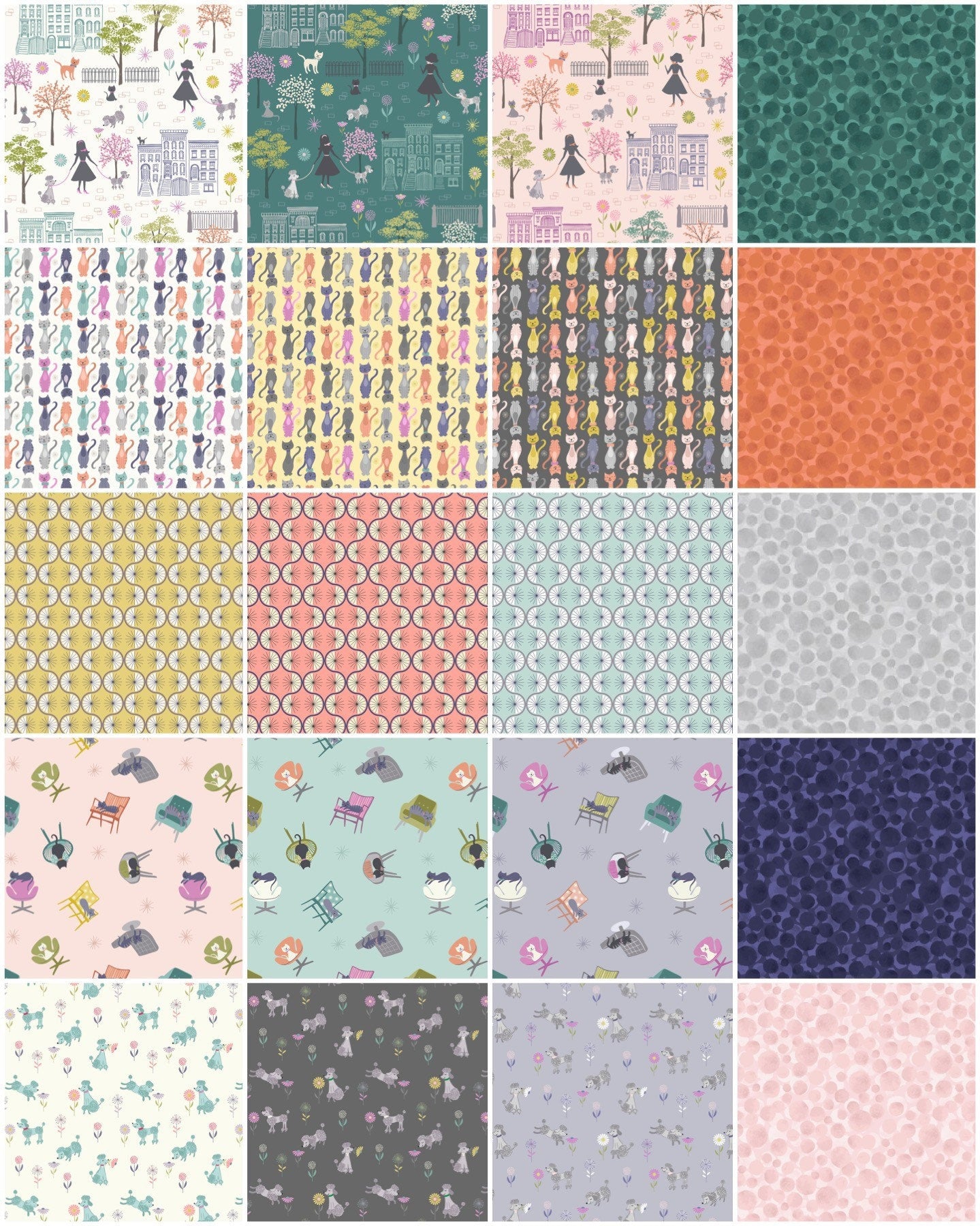 Lewis & Irene Poodle and Doodle Fabric Collection 20 Piece Fat Quarter Bundle (No Repeats) Premium 100% Cotton Quilt Shop Quality Fabrics