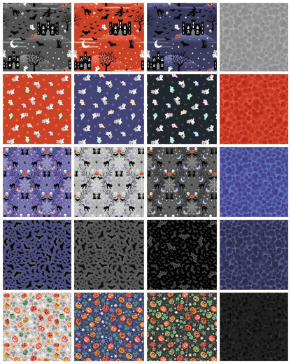 LAST ONE! Glowing Fabrics Lewis & Irene Castle Spooky Fabric Collection 20 Piece Fat Quarter Bundle Premium 100% Cotton Fabrics