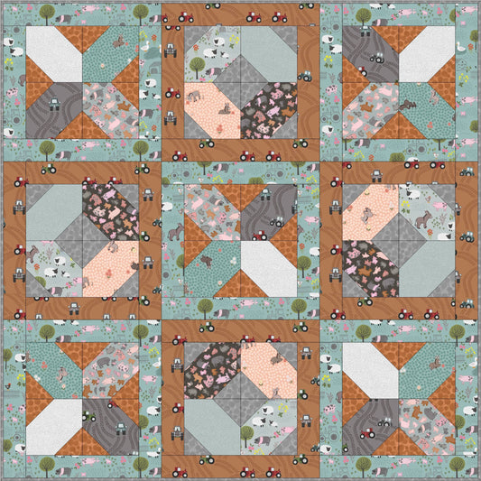 LAST ONE Lewis & Irene Piggy Tails Fabric Collection Piggy Tails Playmat Kit #2 Finished Size 42”x42” Premium 100% Cotton Fabrics