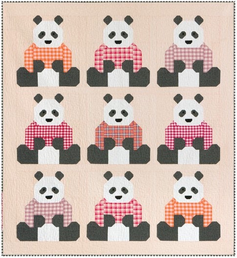 Elizabeth Hartman Pandas in Sweaters Pattern (3 Size Variations Per Pattern)