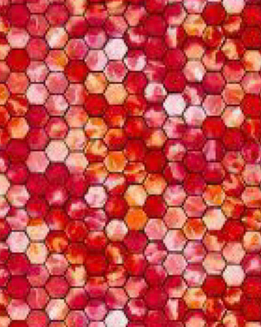 Ink & Arrow Junebee Fabric Collection Honeycomb on Reds QSQ100% Cotton