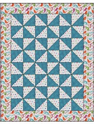 Fabric Cafe Pinwheel Quilt Pattern (uses only 3YDS of fabric) Finished Size 46”x58”