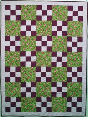 Fabric Cafe Nine Plus One Quilt Pattern (uses only 3YDS of fabric) Finished Size 41.5”x56.5”